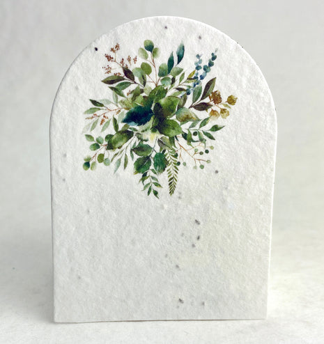 Personalized Arch Shape Card - 2.4" x 3.25" - Handmade Wildflower Seed Paper - Set of 18