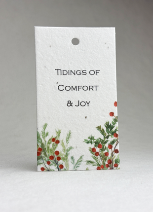 Custom, Personalized Handmade Seed Paper Tags - 3.5" x 2" - Choice of Holiday Art - Set of 16