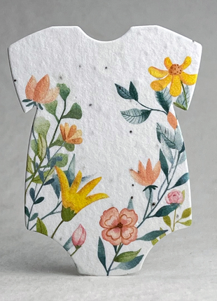 Handmade Seed Paper - Infant Bodysuit Shape - Double Sided Print - Set of 18