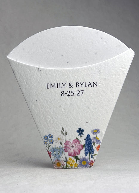 Personalized Favor Cones - Wedding Exit Toss - Seed Paper - 4 x 5 - Set of 16