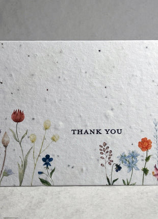 Handmade Seed Paper - Personalized Greeting Cards - Floral Art - Set of 10