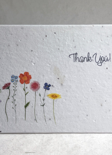 Handmade Seed Paper - Personalized Greeting Cards - Rainbow Floral Art - Set of 10