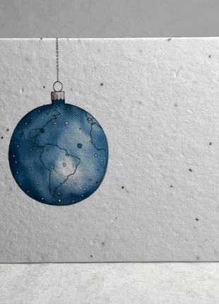 Handmade Seed Paper - Personalized Holiday Cards - Ornament Earth - Set of 10