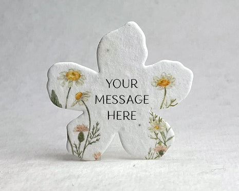 Personalized Handmade Wildflower Seed Paper - Flower Shape - 2.5" x 2.4" - Set of 24
