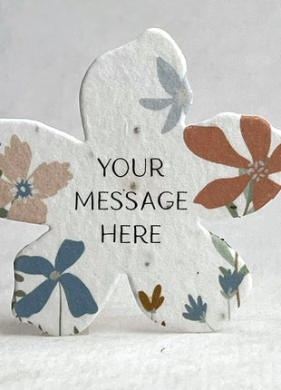 Personalized Handmade Wildflower Seed Paper - Flower Shape - 2.5" x 2.4" - Set of 24