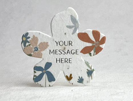 Personalized Handmade Wildflower Seed Paper - Flower Shape - 2.5" x 2.4" - Set of 24