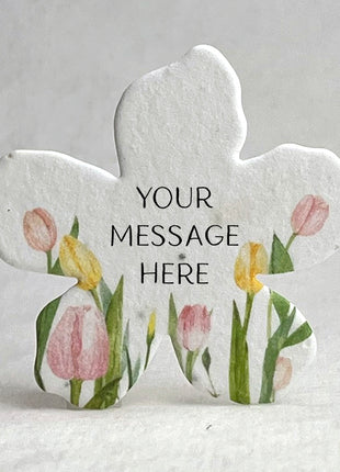 Personalized Handmade Wildflower Seed Paper - Flower Shape - 2.5" x 2.4" - Set of 24