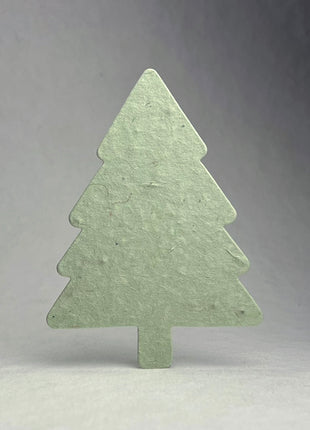 Personalized Tree Shape Holiday Cards - Handmade Wildflower Seed Paper - 3.5" x 4.88" Flat Cards with Envelopes
