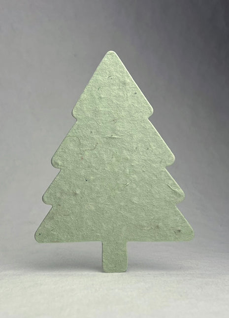 Personalized Tree Shape Holiday Cards - Handmade Wildflower Seed Paper - 3.5" x 4.88" Flat Cards with Envelopes