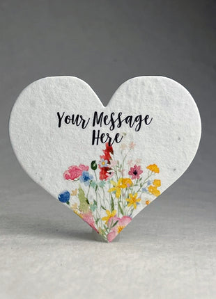 Custom Personalized Seed Paper Hearts - 2.5" x 2.85" - Floral Art