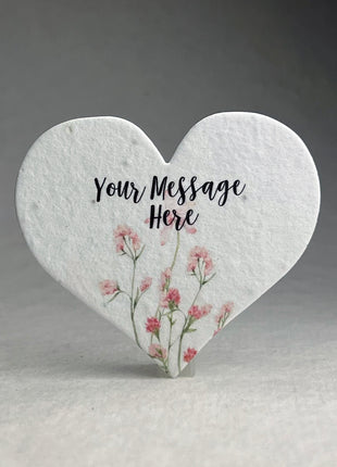 Custom Personalized Seed Paper Hearts - 2.5" x 2.85" - Floral Art