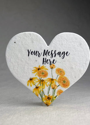 Custom Personalized Seed Paper Hearts - 2.5" x 2.85" - Floral Art