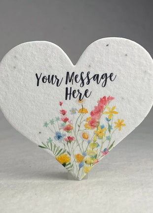 Custom Personalized Seed Paper Hearts - 2.5" x 2.85" - Floral Art