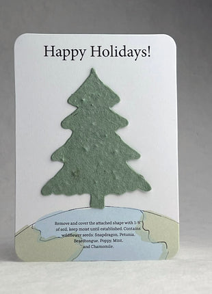 Christmas Cards - Recycled Card 3.5" x 4.875" With Seed Paper Tree 2.5 x 2.3" - Set of 8 with Envelopes