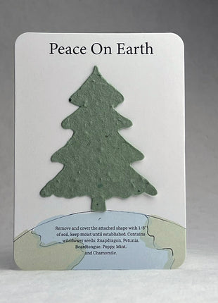 Christmas Cards - Recycled Card 3.5" x 4.875" With Seed Paper Tree 2.5 x 2.3" - Set of 8 with Envelopes