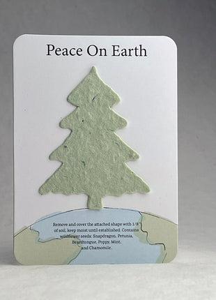 Christmas Cards - Recycled Card 3.5" x 4.875" With Seed Paper Tree 2.5 x 2.3" - Set of 8 with Envelopes