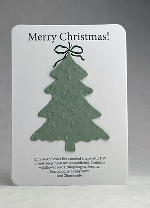 Christmas Cards - Recycled Card 3.5" x 4.875" With Seed Paper Tree 2.5 x 2.3" - Set of 8 with Envelopes