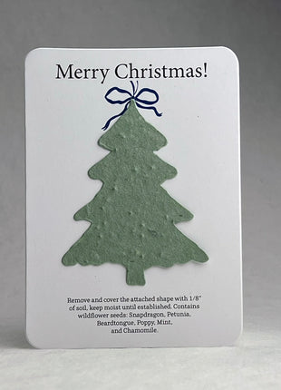 Christmas Cards - Recycled Card 3.5" x 4.875" With Seed Paper Tree 2.5 x 2.3" - Set of 8 with Envelopes