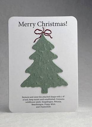 Christmas Cards - Recycled Card 3.5" x 4.875" With Seed Paper Tree 2.5 x 2.3" - Set of 8 with Envelopes