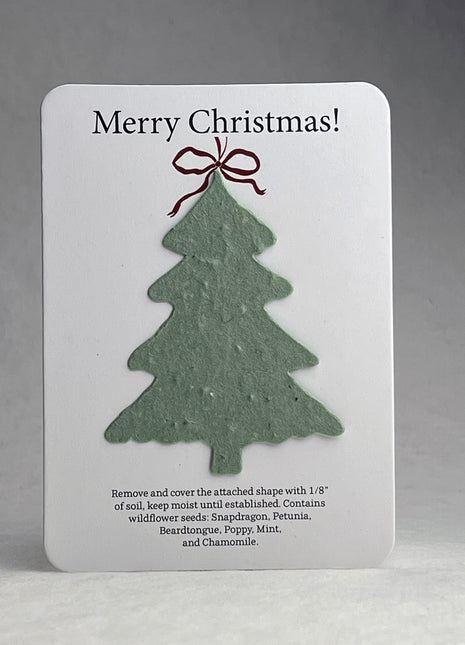 Christmas Cards - Recycled Card 3.5" x 4.875" With Seed Paper Tree 2.5 x 2.3" - Set of 8 with Envelopes