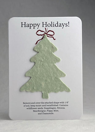 Christmas Cards - Recycled Card 3.5" x 4.875" With Seed Paper Tree 2.5 x 2.3" - Set of 8 with Envelopes