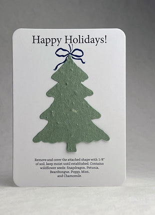 Christmas Cards - Recycled Card 3.5" x 4.875" With Seed Paper Tree 2.5 x 2.3" - Set of 8 with Envelopes