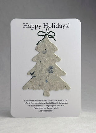 Christmas Cards - Recycled Card 3.5" x 4.875" With Seed Paper Tree 2.5 x 2.3" - Set of 8 with Envelopes