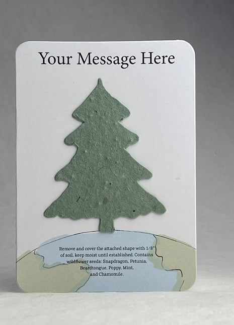 Christmas Cards - Recycled Card 3.5" x 4.875" With Seed Paper Tree 2.5 x 2.3" - Set of 8 with Envelopes