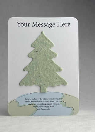 Christmas Cards - Recycled Card 3.5" x 4.875" With Seed Paper Tree 2.5 x 2.3" - Set of 8 with Envelopes