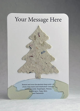 Christmas Cards - Recycled Card 3.5" x 4.875" With Seed Paper Tree 2.5 x 2.3" - Set of 8 with Envelopes