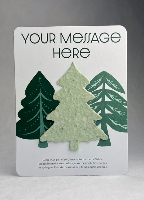 Christmas Cards - Recycled Card 3.875" x 5.125" With Seed Paper Tree 2.5 x 2.3" - Set of 8 with Envelopes