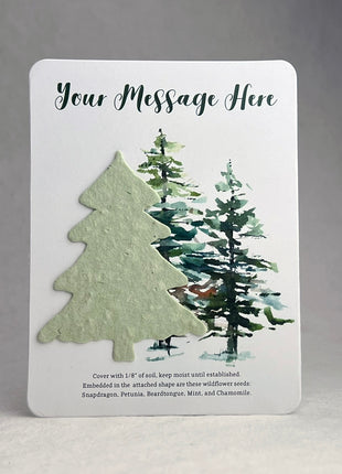 Christmas Cards - Recycled Card 3.875" x 5.125" With Seed Paper Tree 2.5 x 2.3" - Set of 8 with Envelopes