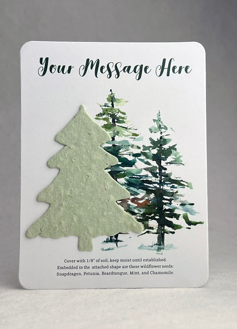 Christmas Cards - Recycled Card 3.875" x 5.125" With Seed Paper Tree 2.5 x 2.3" - Set of 8 with Envelopes