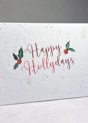Personalized Holiday Cards - Add Message, Pick Image - Handmade Seed Paper - Set of 10 with Envelopes