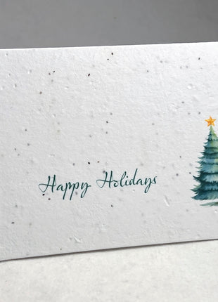 Personalized Holiday Cards - Add Message, Pick Image - Handmade Seed Paper - Set of 10 with Envelopes