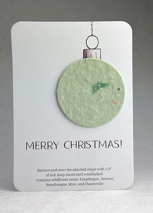 Christmas Cards - Recycled Card 3.5" x 4.875" With Seed Paper Circle 2" - Set of 8 with Envelopes