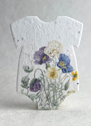 Handmade Seed Paper - Infant Bodysuit Shape - Double Sided Print - Set of 18