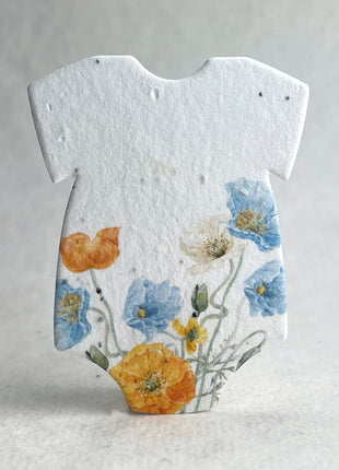 Handmade Seed Paper - Infant Bodysuit Shape - Double Sided Print - Set of 18