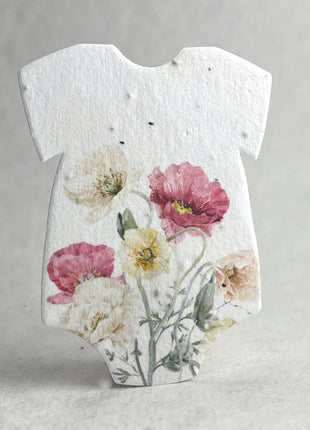 Handmade Seed Paper - Infant Bodysuit Shape - Double Sided Print - Set of 18