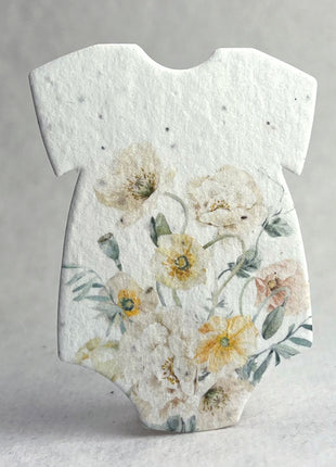 Handmade Seed Paper - Infant Bodysuit Shape - Double Sided Print - Set of 18