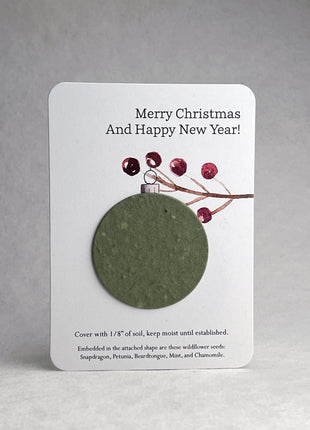 Christmas Cards - Recycled Card 3.5" x 4.875" With Seed Paper Circle 2" - Set of 8 with Envelopes