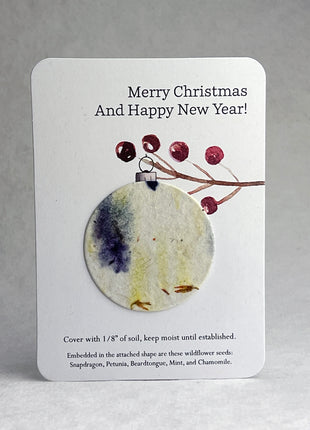 Christmas Cards - Recycled Card 3.5" x 4.875" With Seed Paper Circle 2" - Set of 8 with Envelopes
