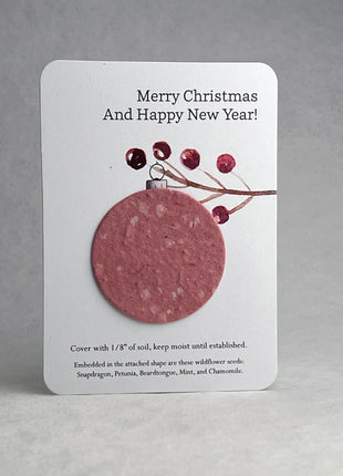 Christmas Cards - Recycled Card 3.5" x 4.875" With Seed Paper Circle 2" - Set of 8 with Envelopes