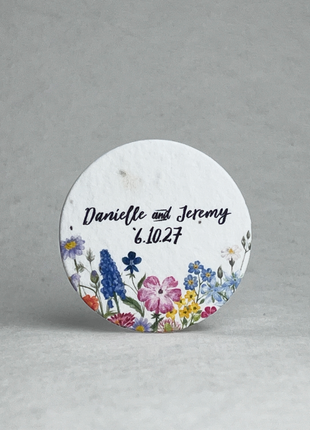 Personalized Wildflower Seed Paper Circles - 2" Diameter - Floral Art - Set of 24