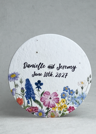 Personalized Large Wildflower Seed Paper Circles - 3.25" Diameter - Set of 12