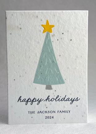 Personalized Holiday Cards - Add Message, Pick Image - Handmade Seed Paper - Set of 10 with Envelopes