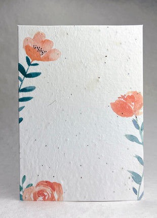 Handmade Seed Paper Invitations - 5" x 7" - Peony - Set of 4 with Envelopes