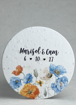 Personalized Large Wildflower Seed Paper Circles - 3.25" Diameter - Set of 12