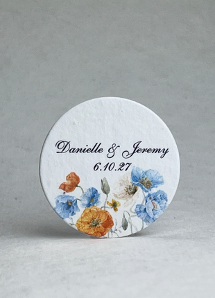 Personalized Wildflower Seed Paper Circles - 2" Diameter - Floral Art - Set of 24