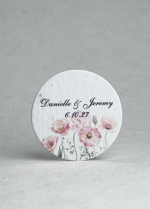 Personalized Wildflower Seed Paper Circles - 2" Diameter - Floral Art - Set of 24